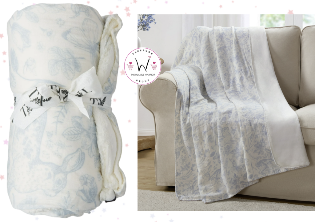 Blue Toile Bunny Polyester Muslin Easter Throw!